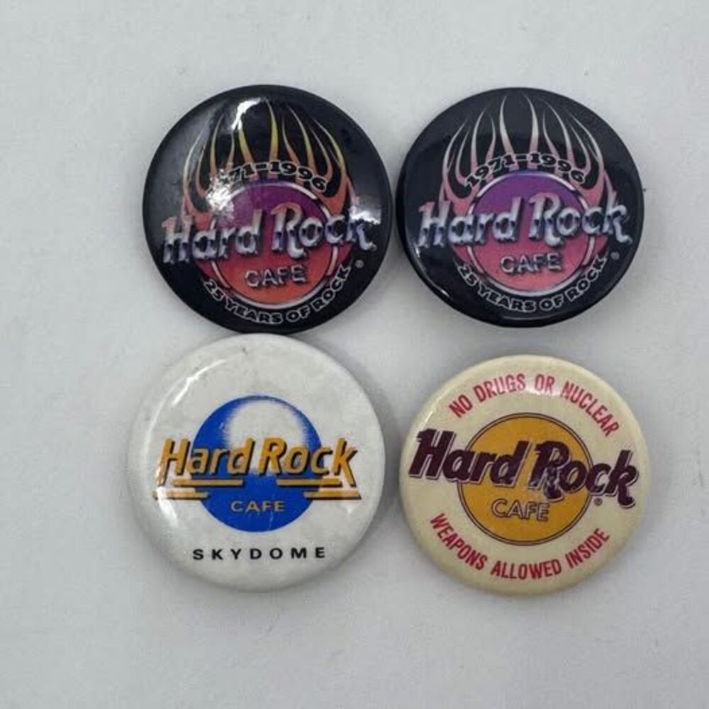 Vintage Hard Rock Cafe Pins x4 Skydome & No Drugs Or Nuclear Weapons Allowed